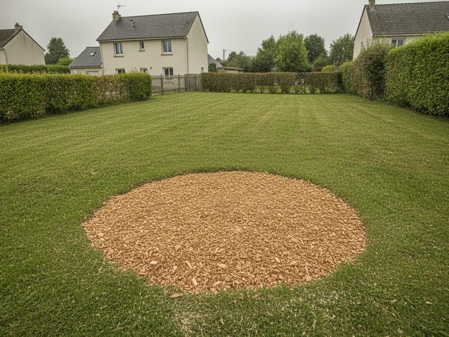 Sol nivelé après rognage de souche à 25 cm de profondeur dans un jardin de Carquefou