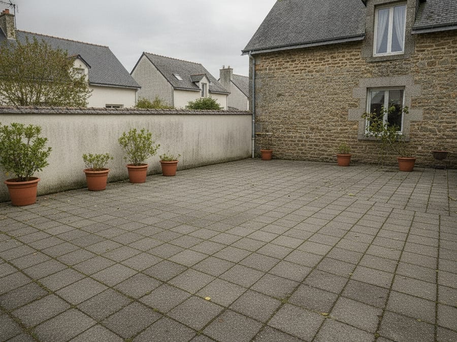 Cour propre et dégagée après broyage et évacuation des déchets verts à Saint-Herblain